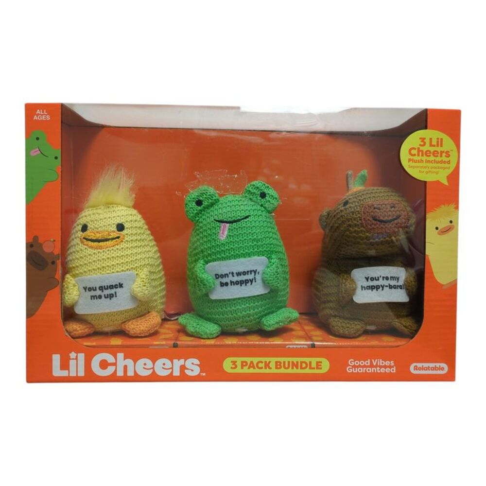 Duck - Relatable Lil Cheers Sweet & Cheery Weighted Crochet Plush Bundle, Set of